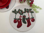 Christmas Stocking Round Beaded Placemat - Set of 6