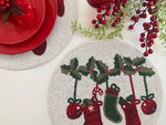 Christmas Stocking Round Beaded Placemat - Set of 6