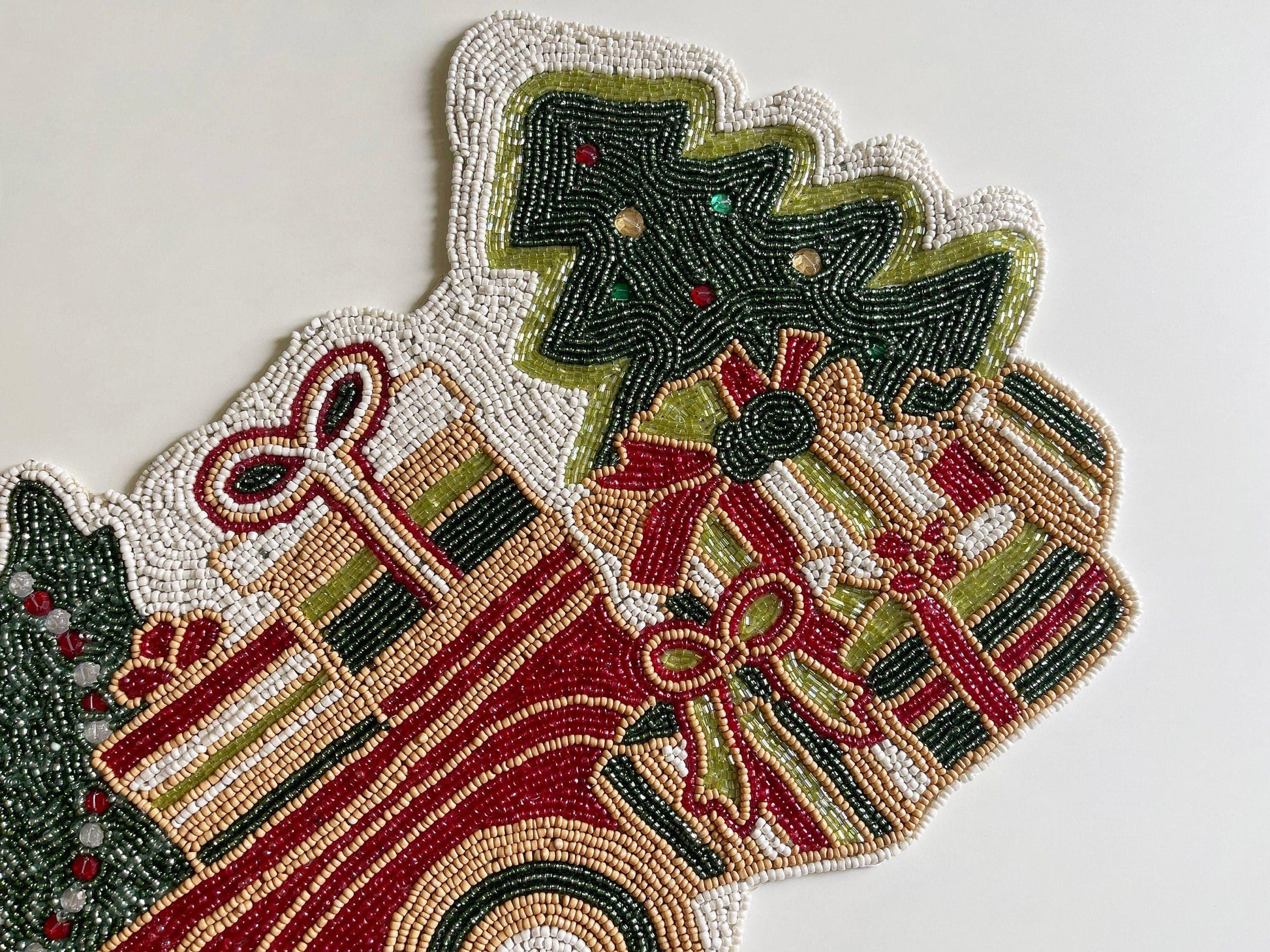 Christmas Trees and Red Trucks Beaded Table Runner - MAIA HOMES