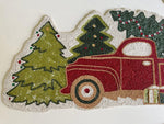 Christmas Trees and Red Trucks Beaded Table Runner