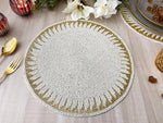 Christy Gold and White Round Beaded Placemat