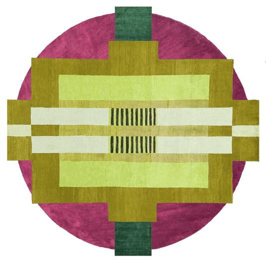 Circle of Atzec Round Hand Tufted Wool Rug - MAIA HOMES