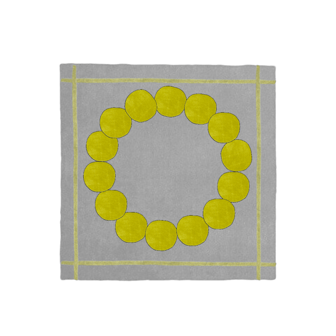 Circle of Suns Square Hand Tufted Wool Rug - Gray - MAIA HOMES