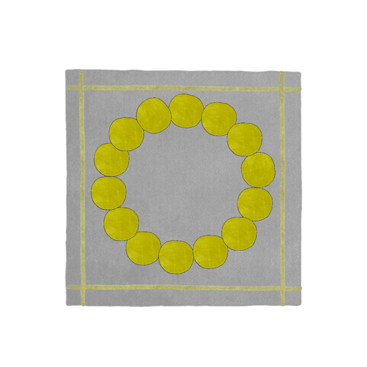 Circle of Suns Square Hand Tufted Wool Rug - Gray - MAIA HOMES