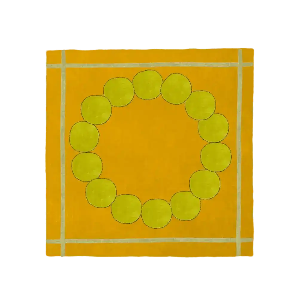 Circle of Suns Square Hand Tufted Wool Rug Orange MAIA HOMES
