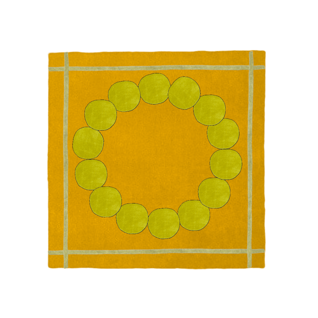 Circle of Suns Square Hand Tufted Wool Rug - Orange - MAIA HOMES
