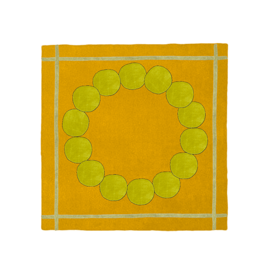Circle of Suns Square Hand Tufted Wool Rug - Orange - MAIA HOMES