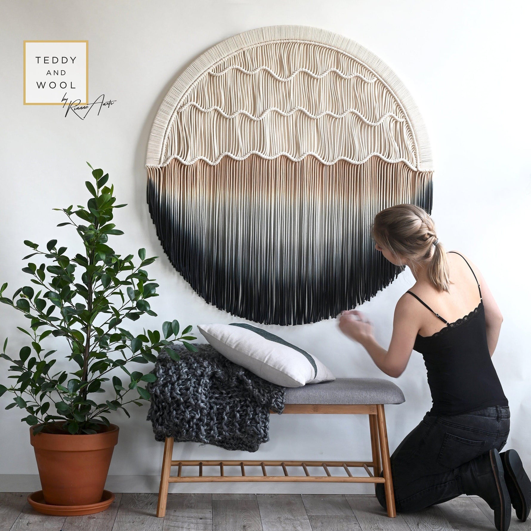 Circular Macrame Wall Hanging - "Seaside"