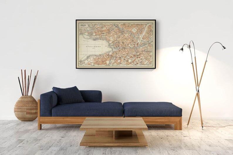 City Map of Zurich 1913| Poster Art