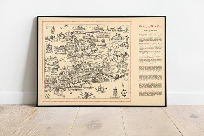 City of Hamilton and Pembroke Parish Map Print| Vintage Map Poster Bermuda - MAIA HOMES