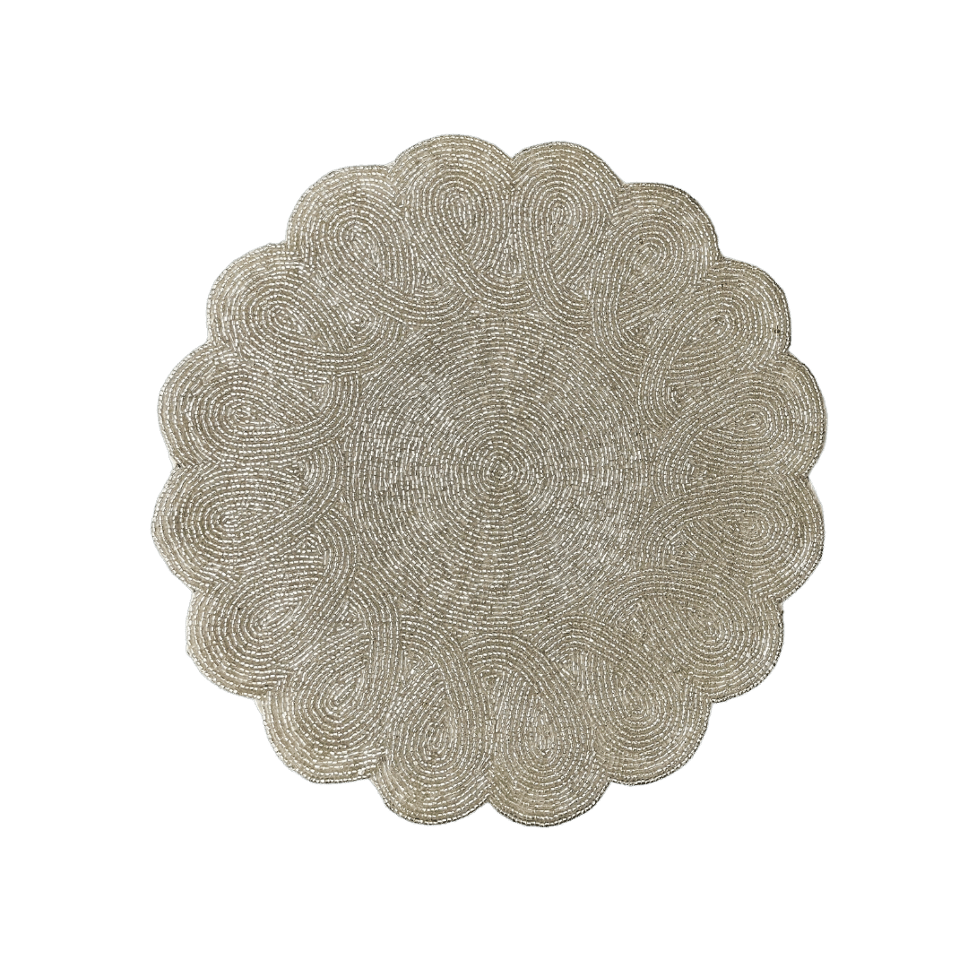 Classic Bead Scalloped Placemat - Silver