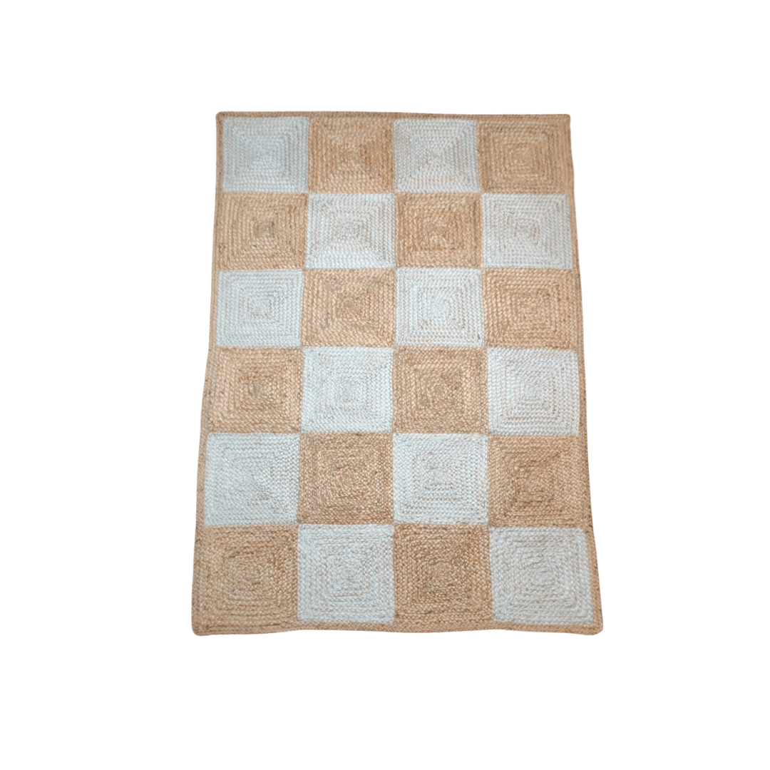 Classic Checker Jute Rug - Natural Color - MAIA HOMES