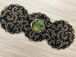 Classic Floral Motif Beaded Table Runner - Black/Gold