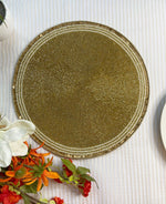 Classic Golden Round Bead and Sequin Placemat - Set of 4 Default Title