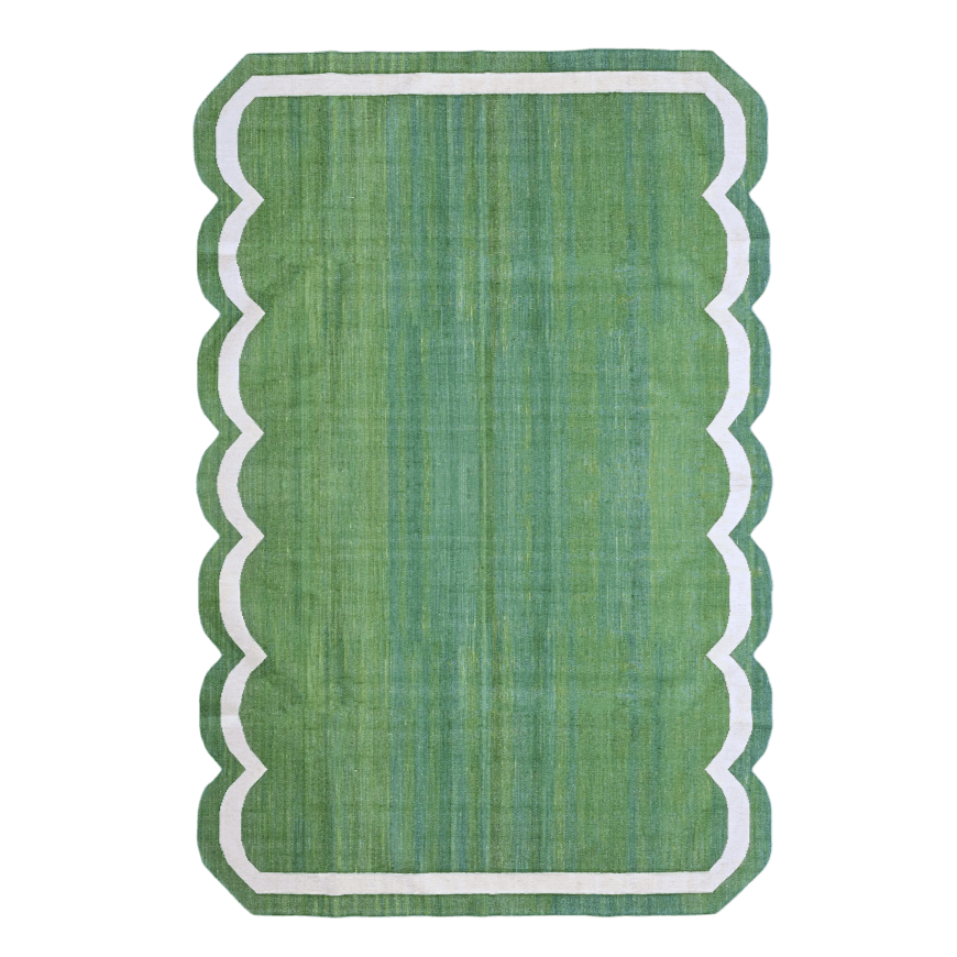 Classic Green Scallop Cotton Rug