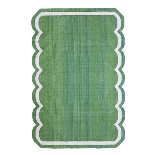 Classic Green Scallop Cotton Rug - MAIA HOMES