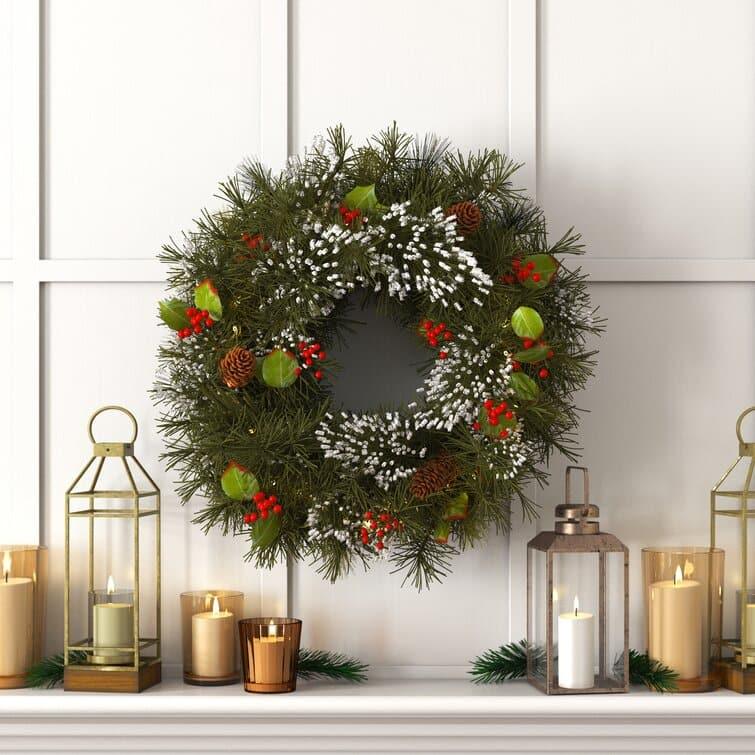 Classic Lighted Wreath 24" H x 24" W x 6" D - Battery Operated