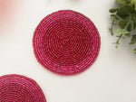 Classic Pinkish Red Beaded Coaster Set