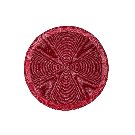 Classic Red Beaded Round Placemat