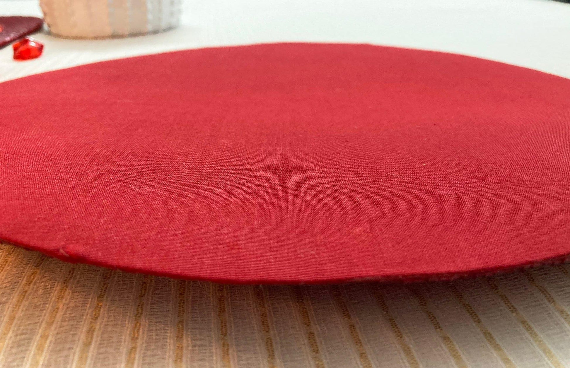 Classic Red Round Beaded Placemat - Set of 4