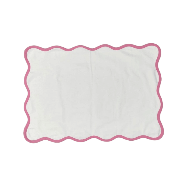 Classic Solid Scalloped Cotton Placemats Light pink