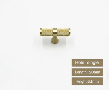 Classic Textured Brass Cabinet Drawer Knob T Bar 50mm