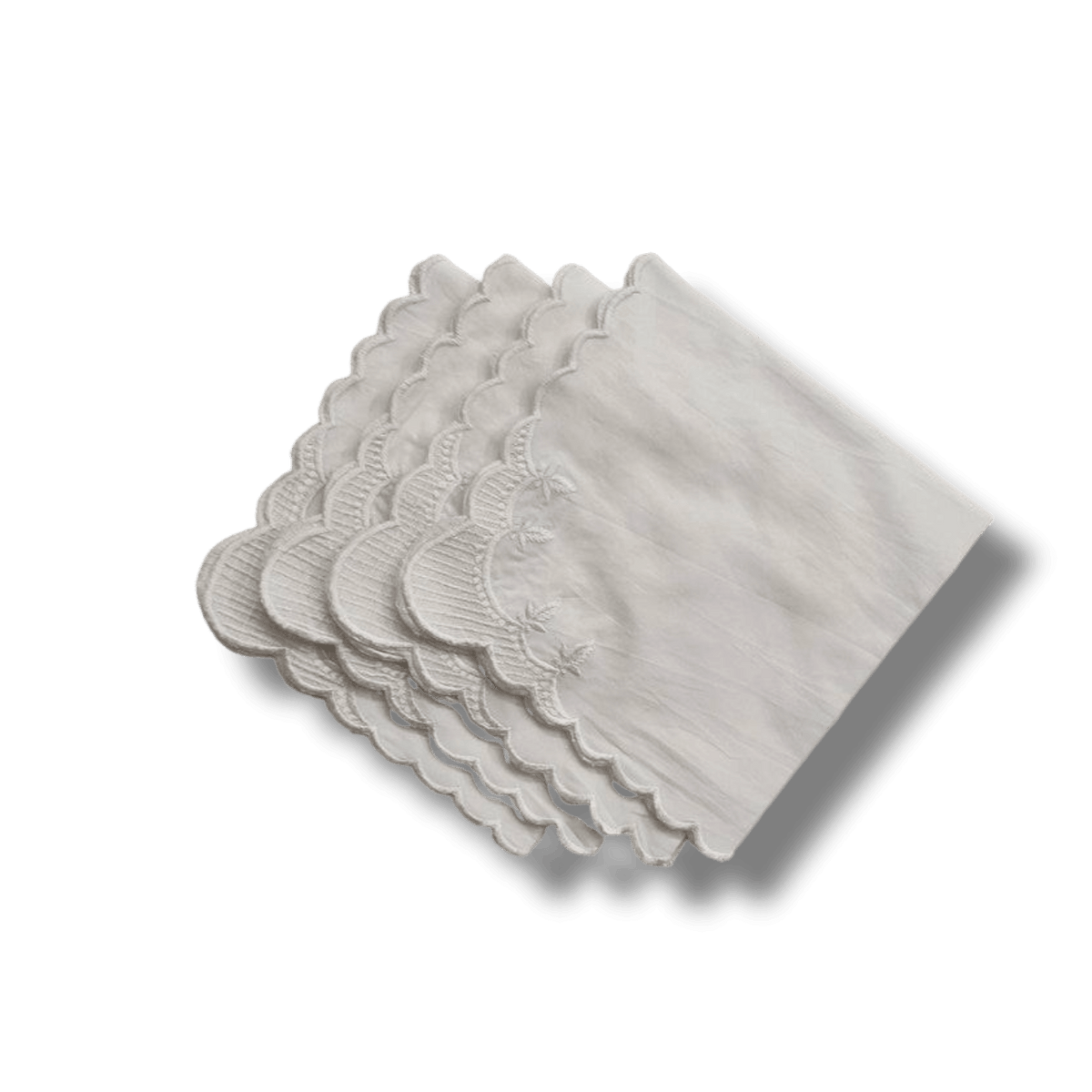 Classic White Embroidered Cotton Napkins