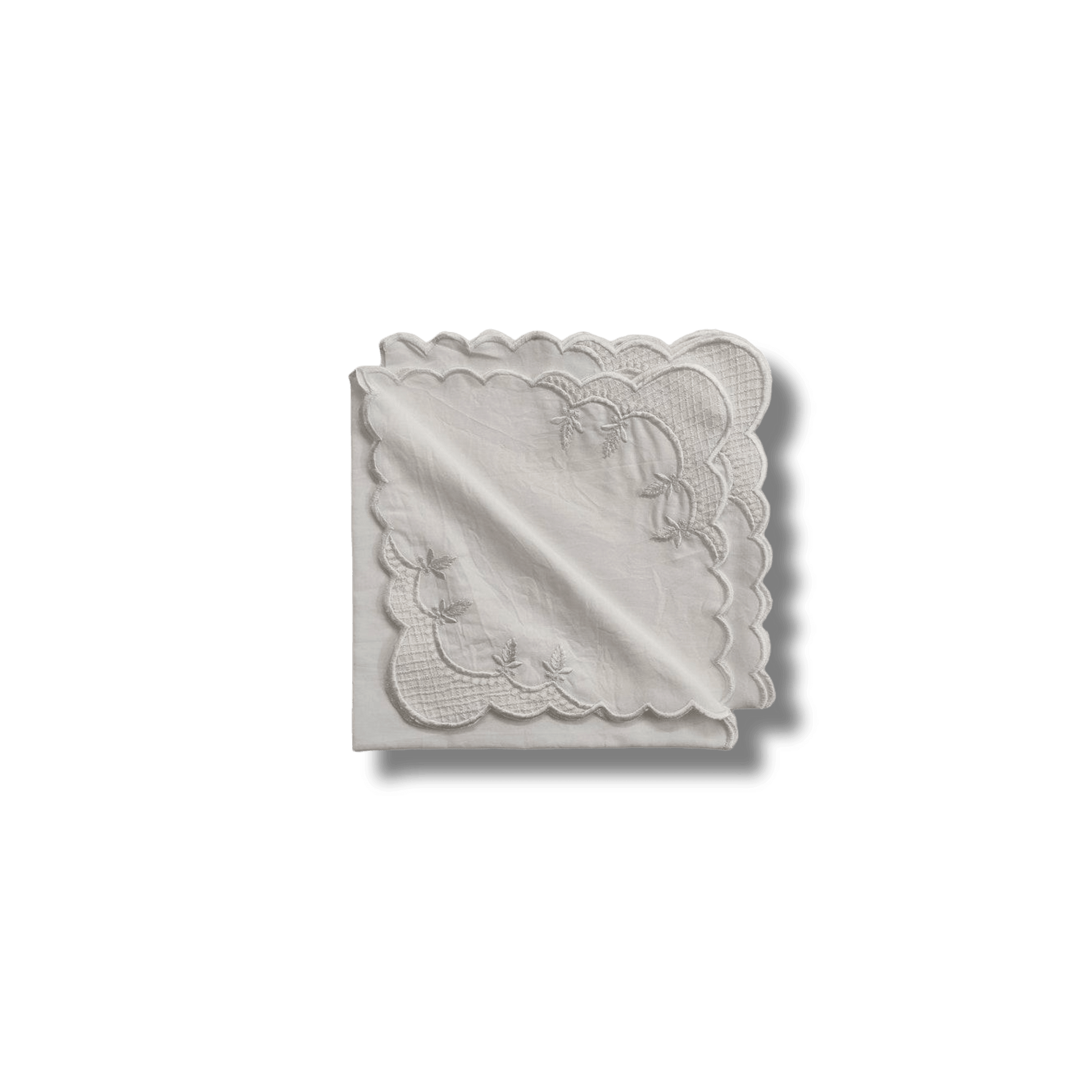 Classic White Embroidered Cotton Napkins