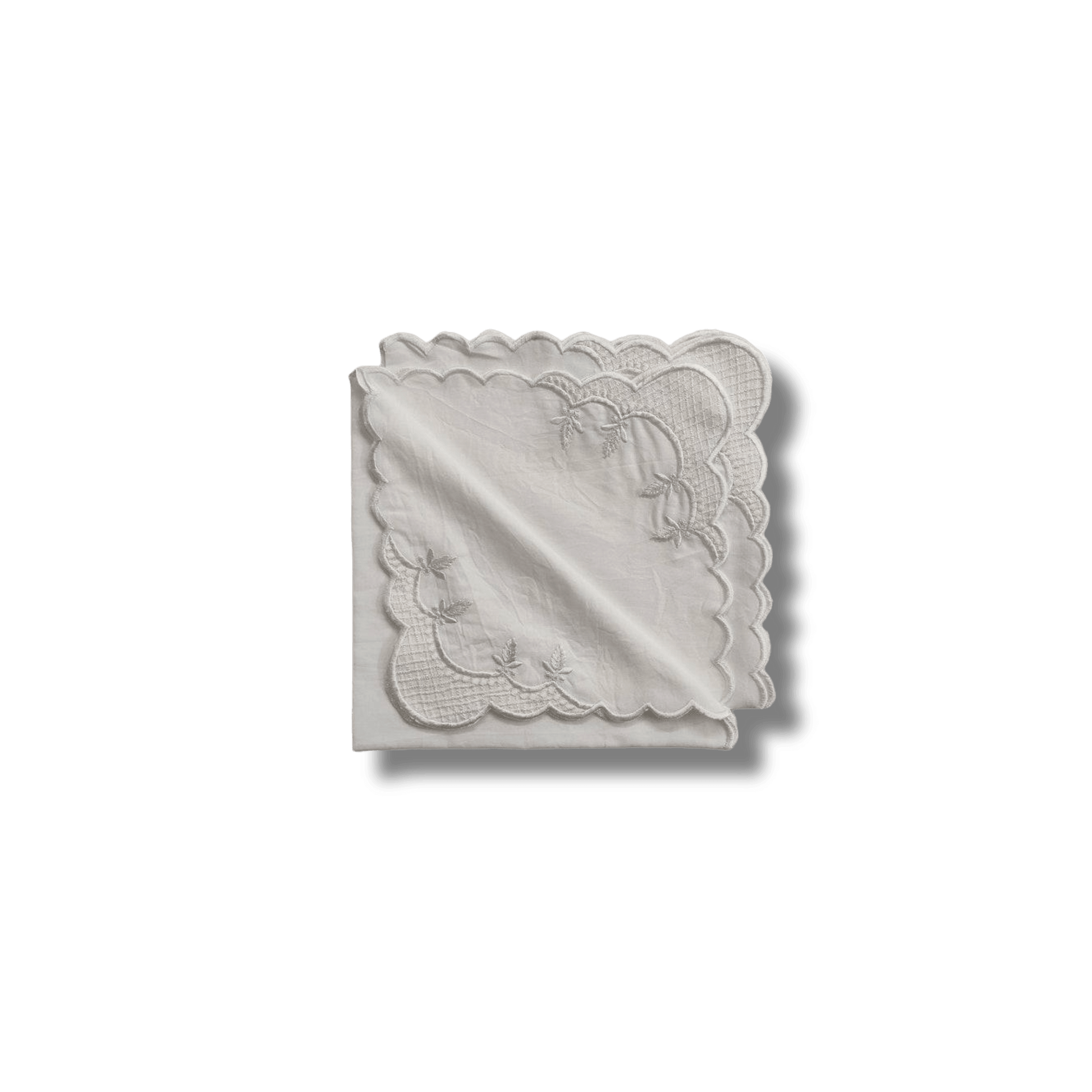 Classic White Embroidered Cotton Napkins - MAIA HOMES