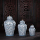 Classical Blue Flower and Leaf Ginger Jar - MAIA HOMES