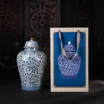 Classical Blue Flower and Leaf Ginger Jar L