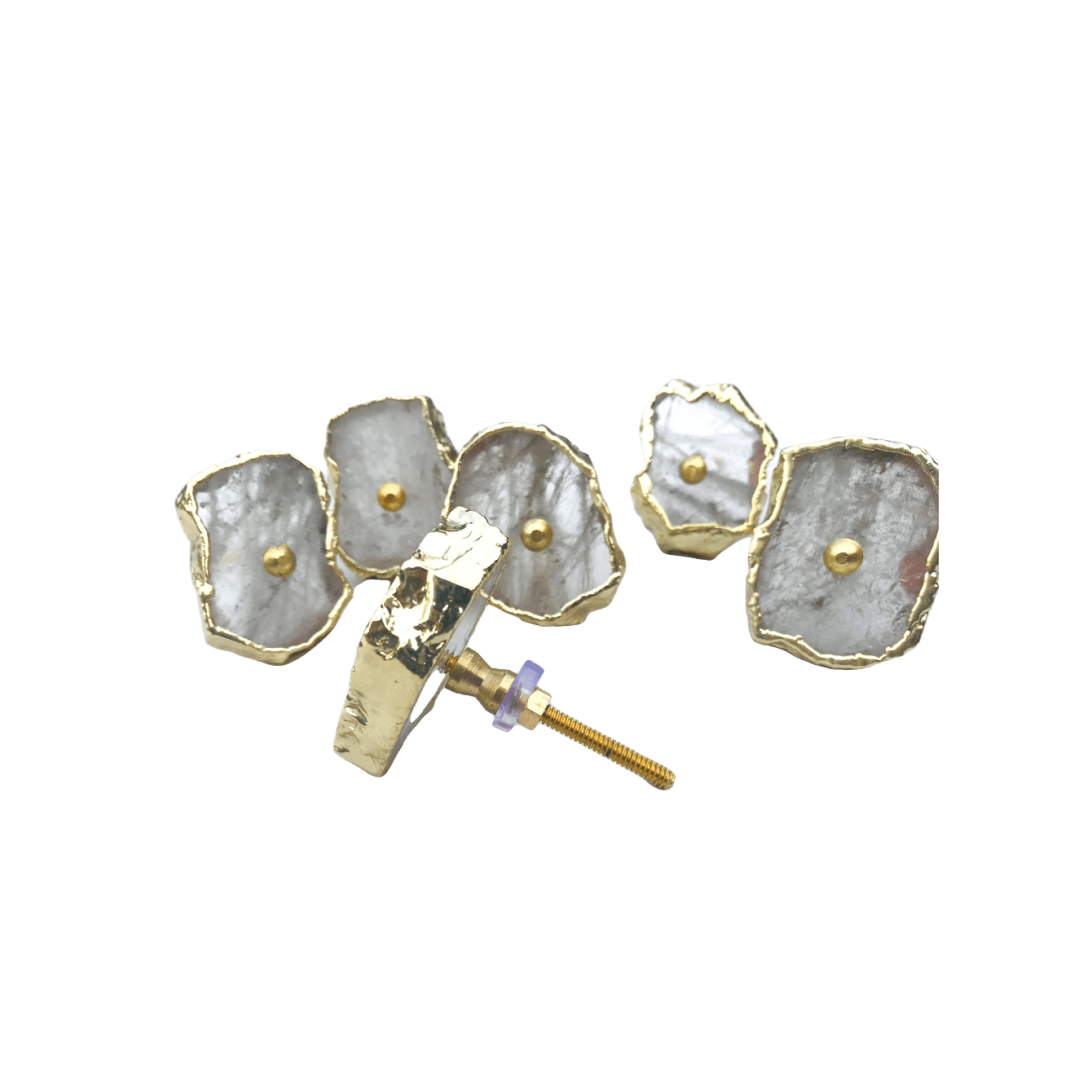 Clear Quartz Agate Cabinet Door Pull Handle - Set of 6