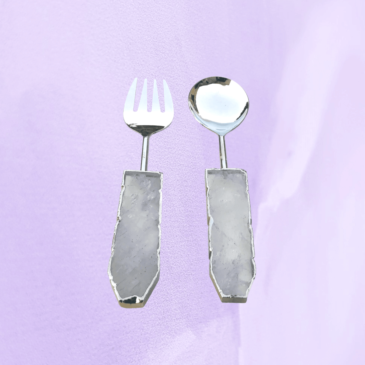 Clear Quartz Agate Salad Server - Set of 2