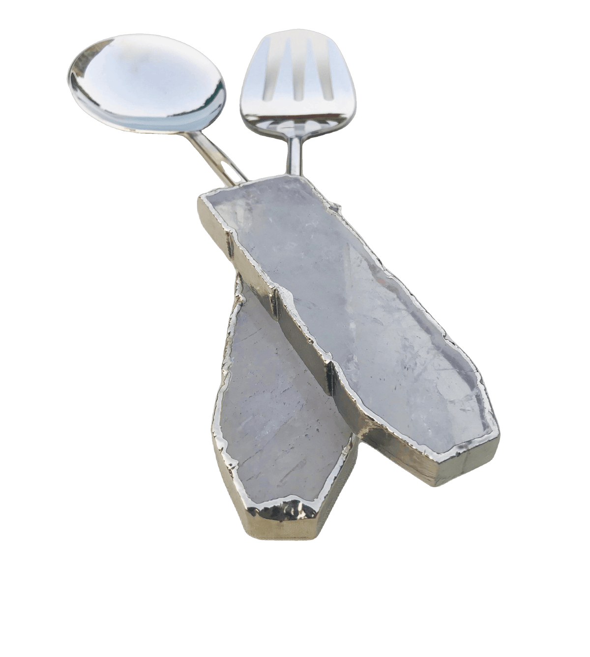 Clear Quartz Agate Salad Server - Set of 2