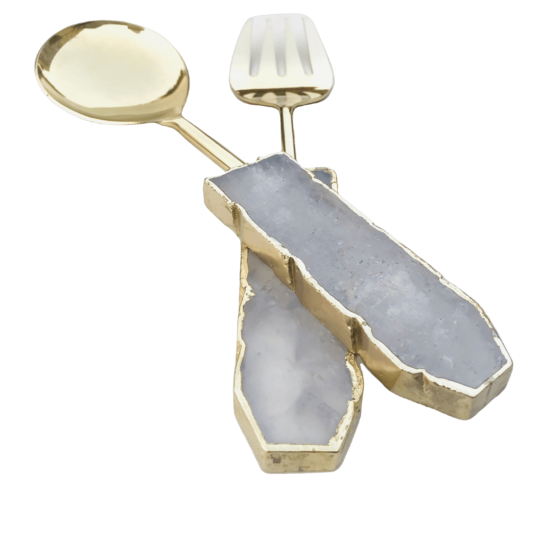 Clear Quartz Agate Salad Server - Set of 2