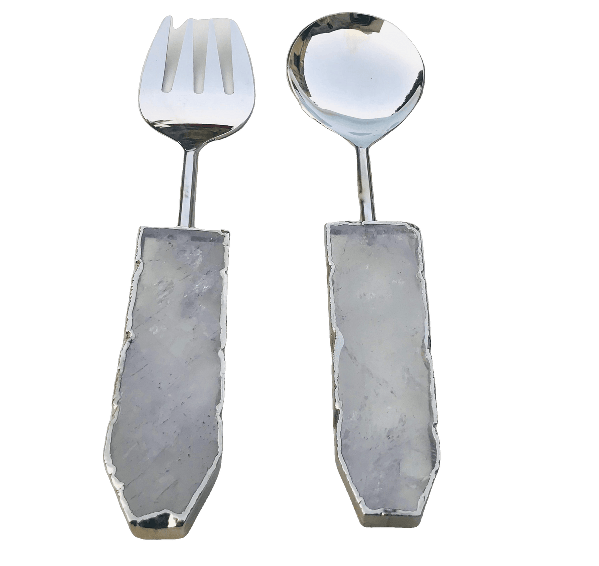 Clear Quartz Agate Salad Server - Set of 2 Default Title