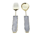 Clear Quartz Agate Salad Server - Set of 2 Default Title