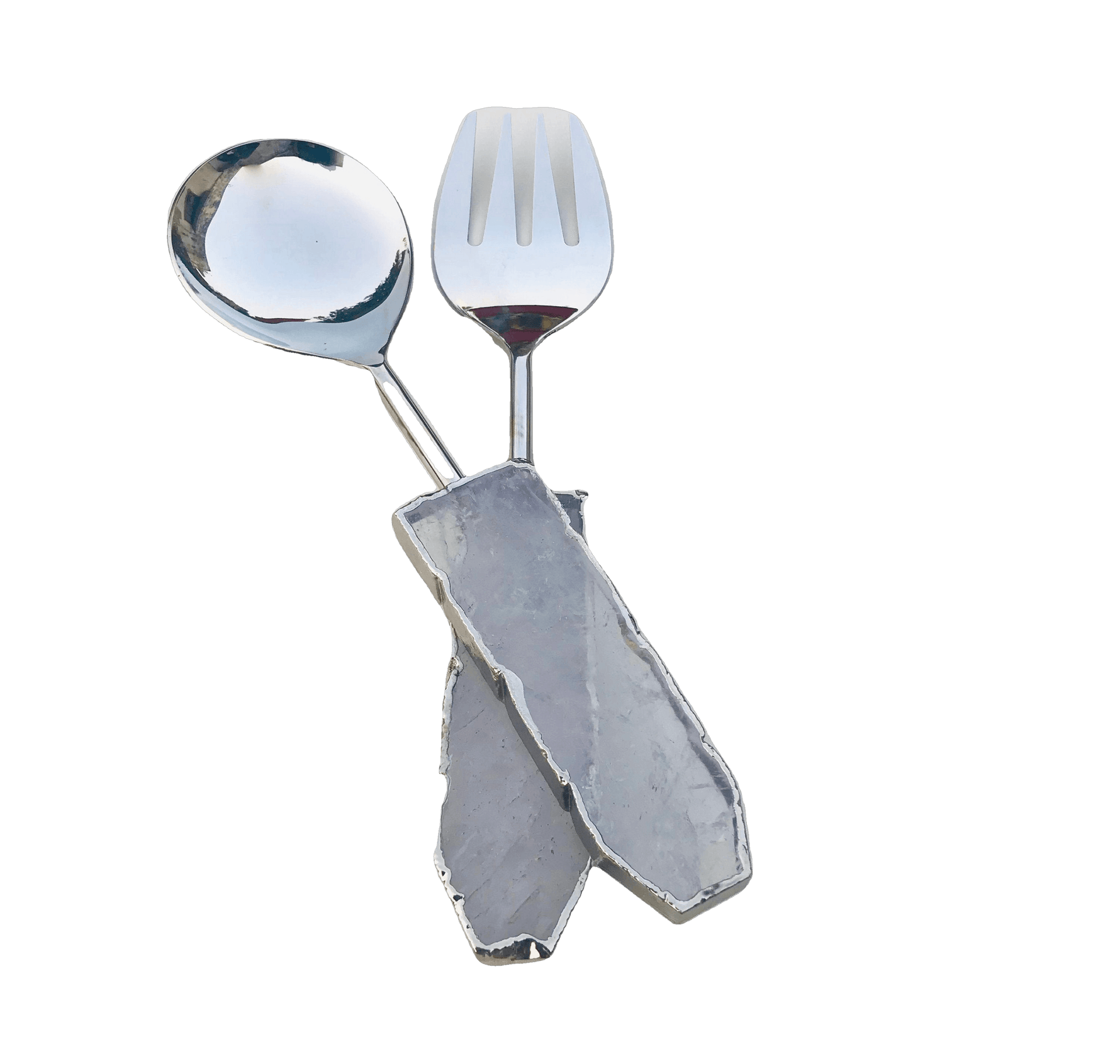 Clear Quartz Agate Salad Server - Set of 2