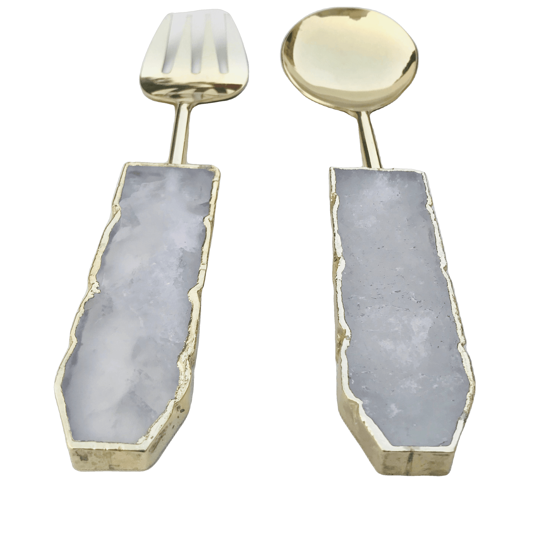 Clear Quartz Agate Salad Server - Set of 2