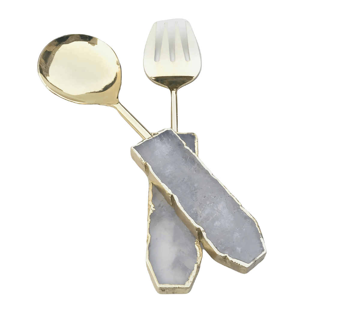 Clear Quartz Agate Salad Server - Set of 2