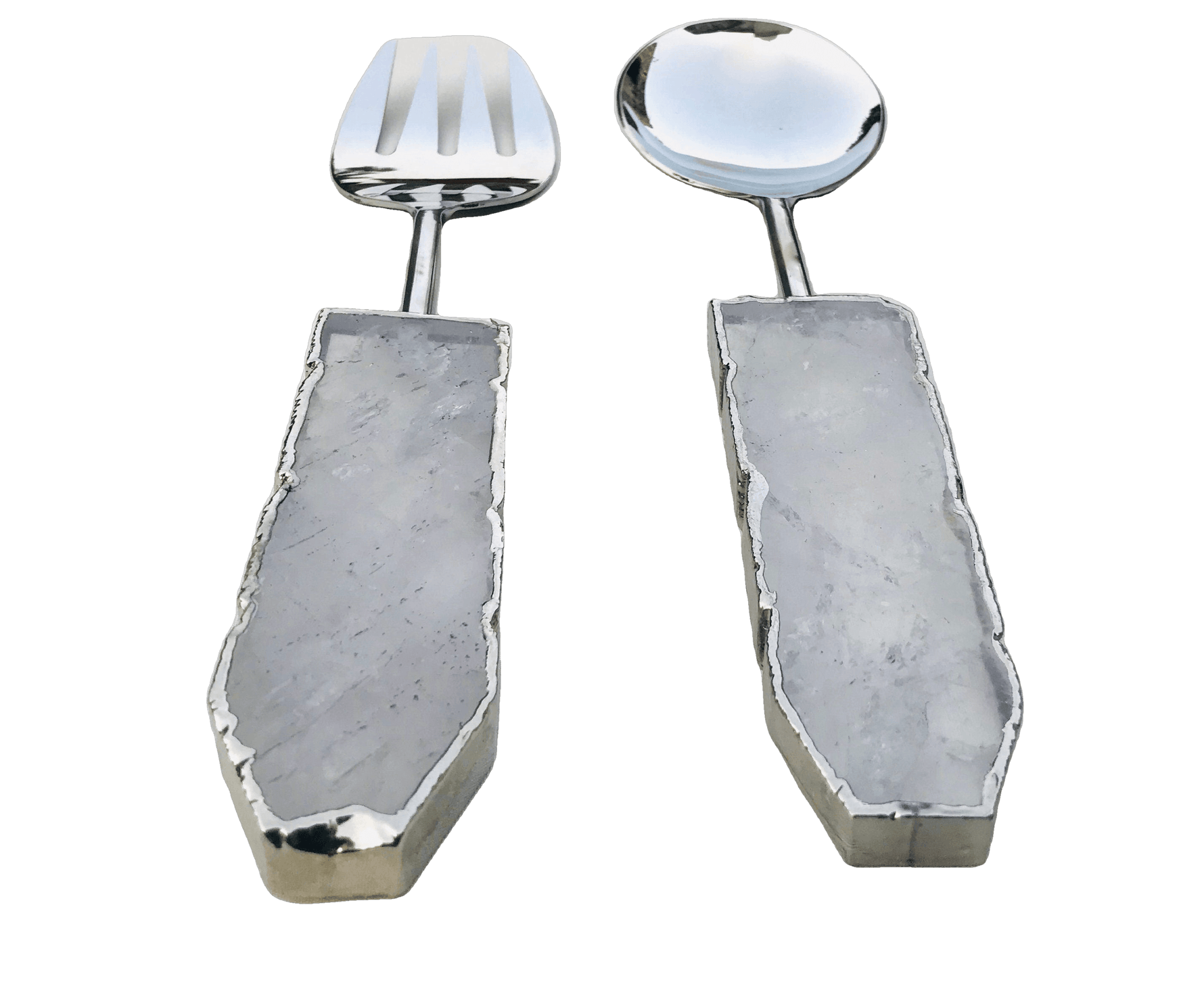 Clear Quartz Agate Salad Server - Set of 2