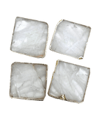 Clear Quartz Coaster Set of 4 Rose Gold