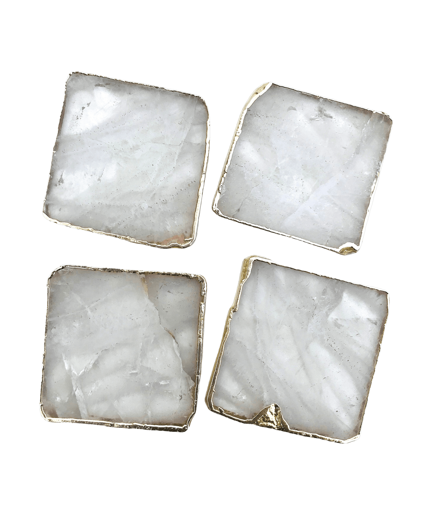 Clear Quartz Coaster Set of 4 Rose Gold