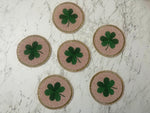 Clover Leaf Shamrock Beaded Round Coasters