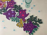 Coastal Oceanic Sea Turtle and Coral Beaded Table Runner