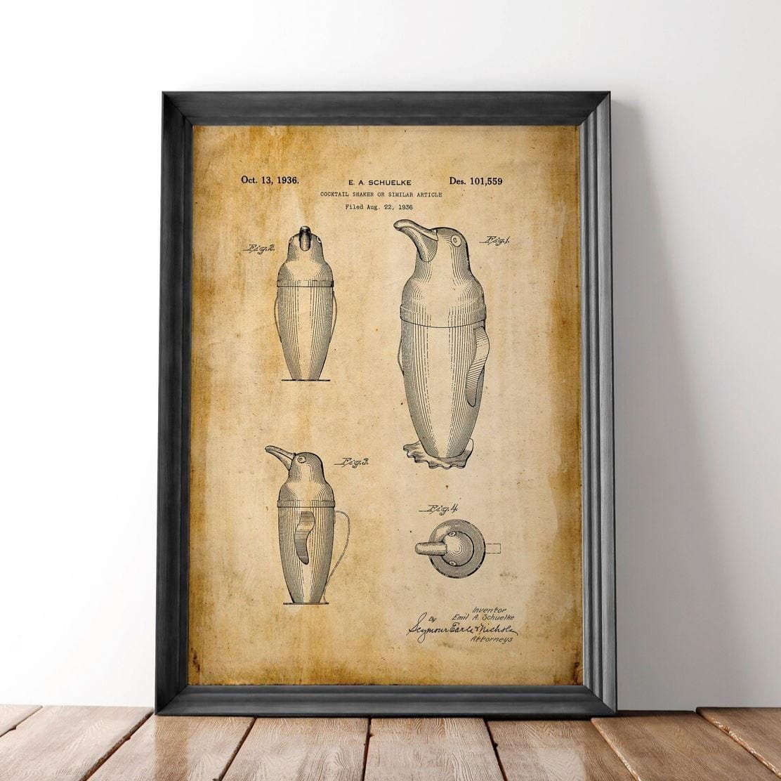 Cocktail Shaker Vintage Patent Print - MAIA HOMES
