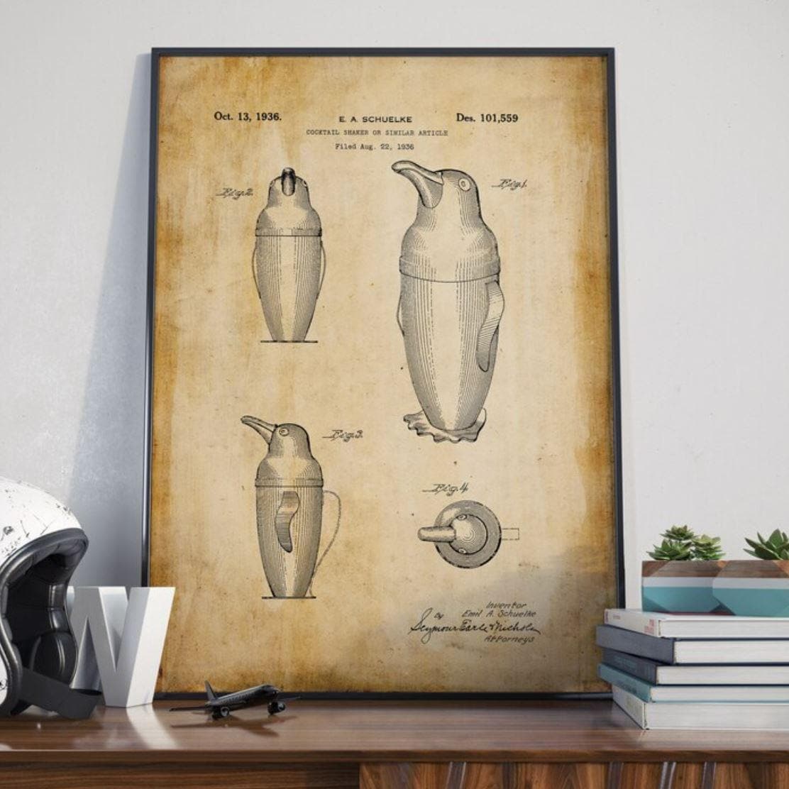 Cocktail Shaker Vintage Patent Print - MAIA HOMES
