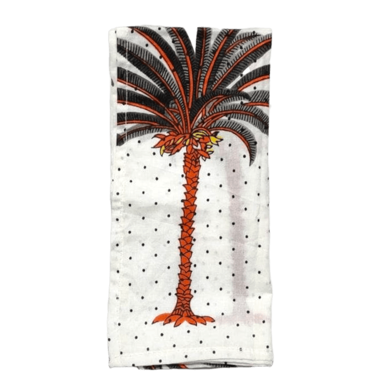 Coconut Tree Hand Block Printed Cotton Napkins - MAIA HOMES
