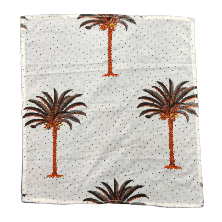 Coconut Tree Hand Block Printed Cotton Napkins