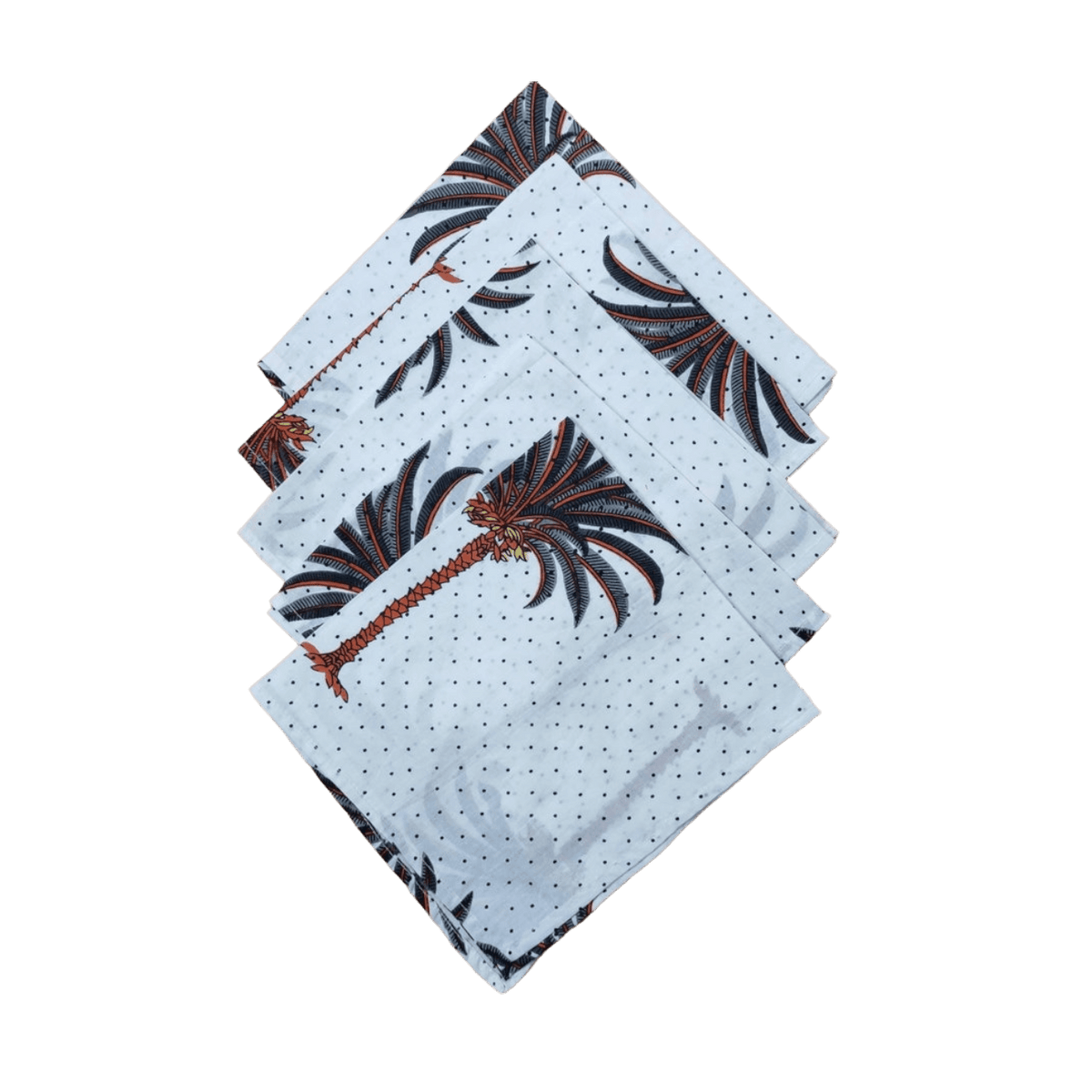 Coconut Tree Hand Block Printed Cotton Napkins